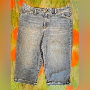 Womens Gloria Vanderbilt Blue Denim Skimmer Capri Jeans Size 10 32 Waist Cotton
